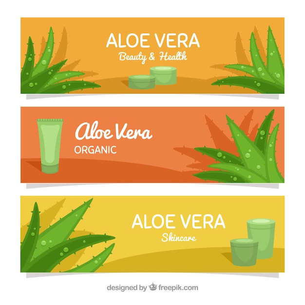 Set of aloe vera banners