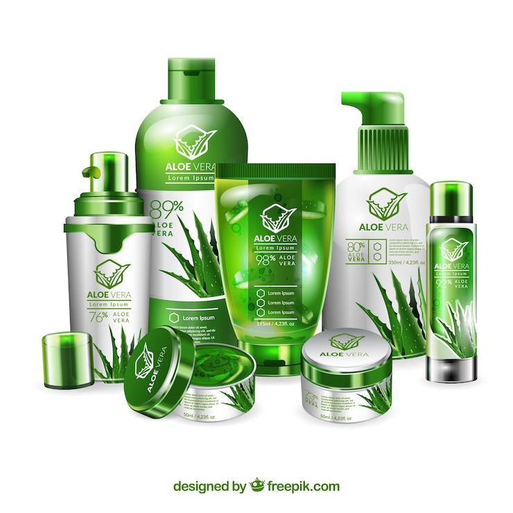 Set of aloe vera cosmetic products