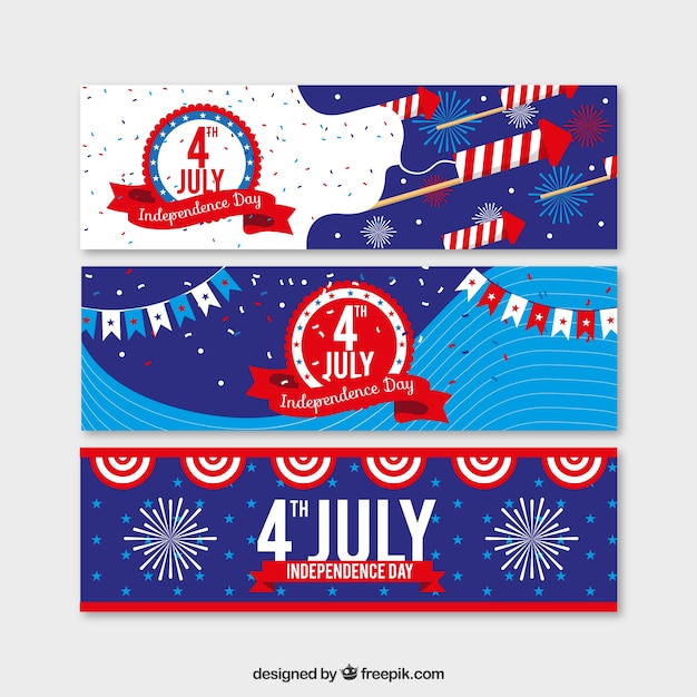 Free vector set of american independence banners