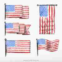 Free vector set of american watercolor banners