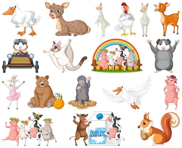 Set of animal cartoon character