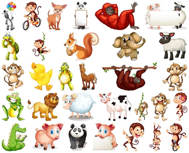 Set of animal cartoon character