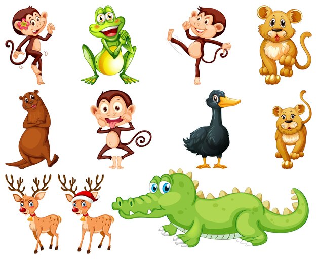 Set of animal cartoon character