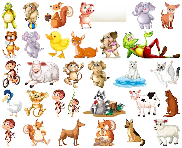 Free vector set of animal cartoon character