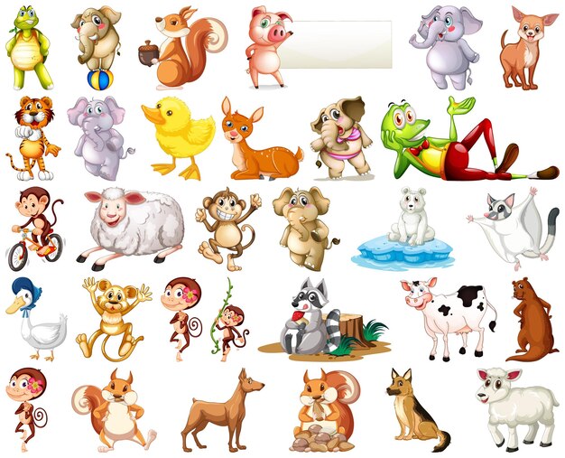 Set of animal cartoon character