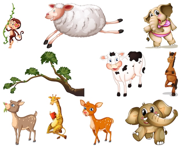 Free vector set of animal cartoon character