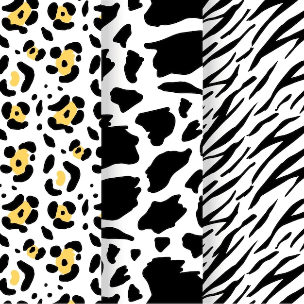 Free vector set of animal seamless prints