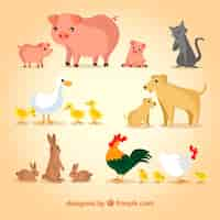 Free vector set of animals with families