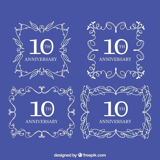 Set of anniversary templates with ornaments