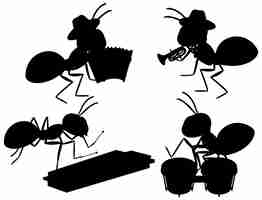 Free vector set of ants silhouette