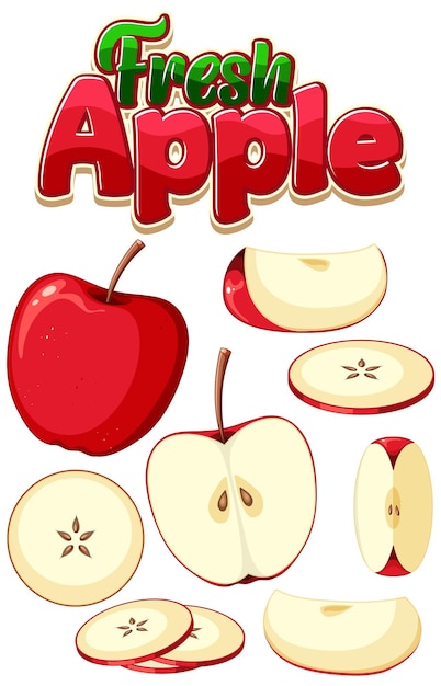 Free Vector set of apple fruit cartoon