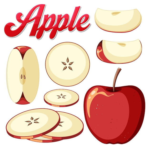 Vector Templates: Set of Apple Fruit Cartoon (Free Download)