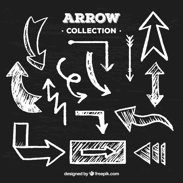 Free vector set of arrow sketches