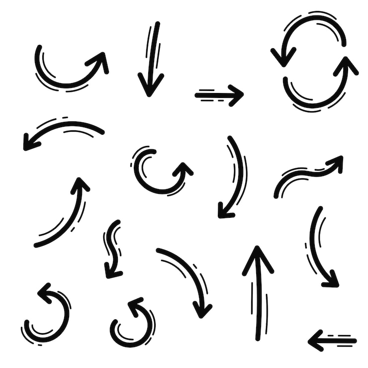 Free Vector set of arrows line drawn