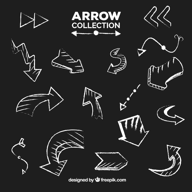 Free vector set of arrows to mark in hand drawn style