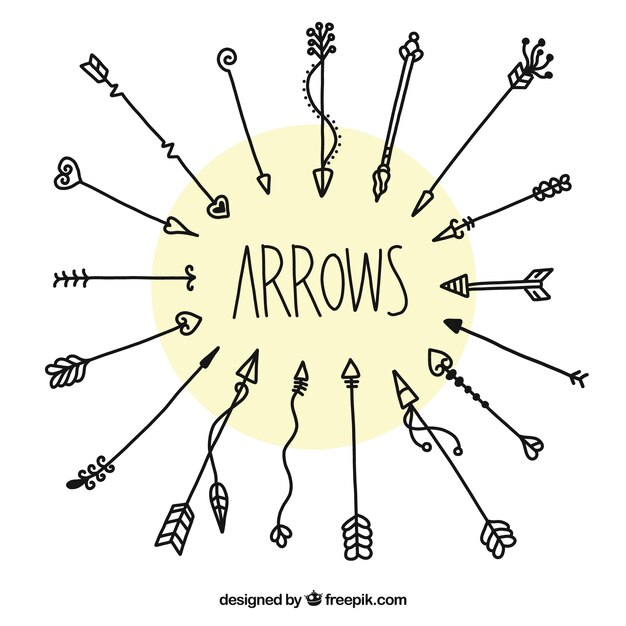 Set of arrows to mark in hand drawn style