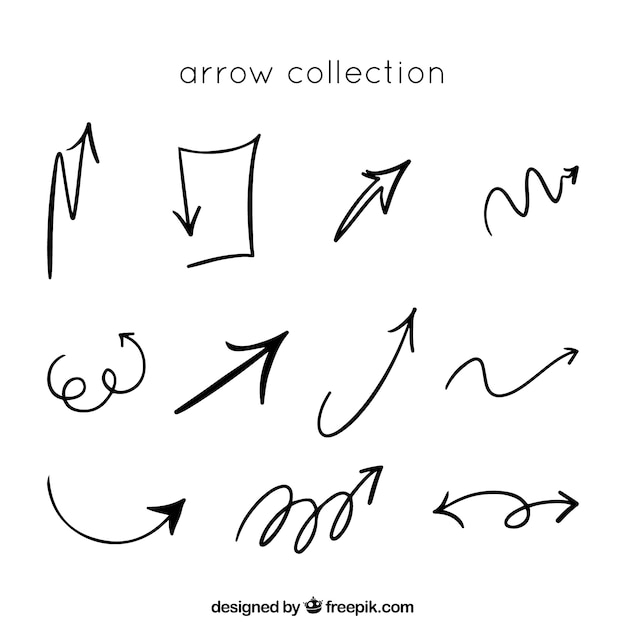 Set di frecce per segnare in mano disegnato stile