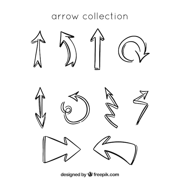 Free vector set of arrows to mark in hand drawn style