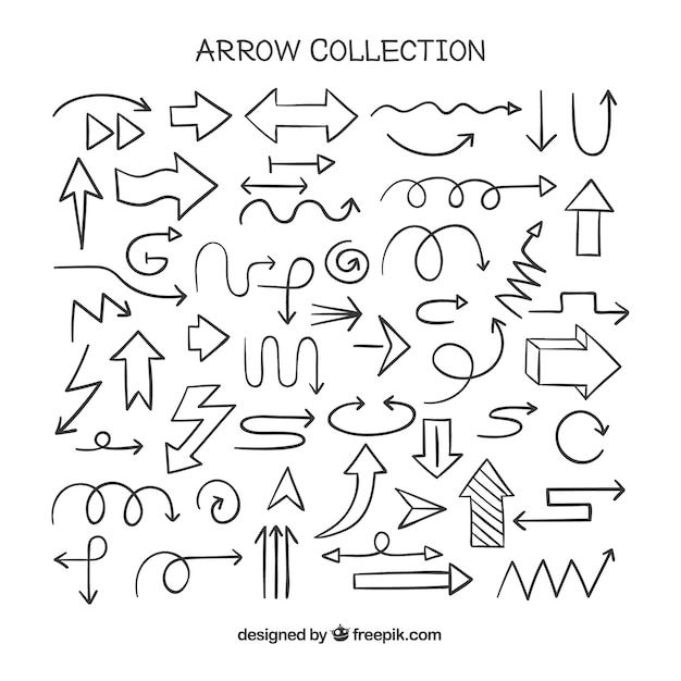 Set of arrows to mark in hand drawn style