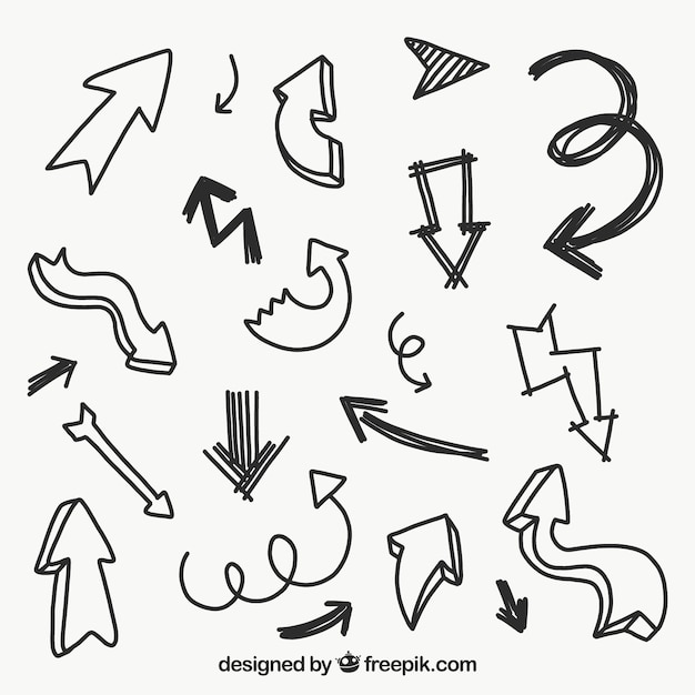 Set of arrows to mark in hand drawn style