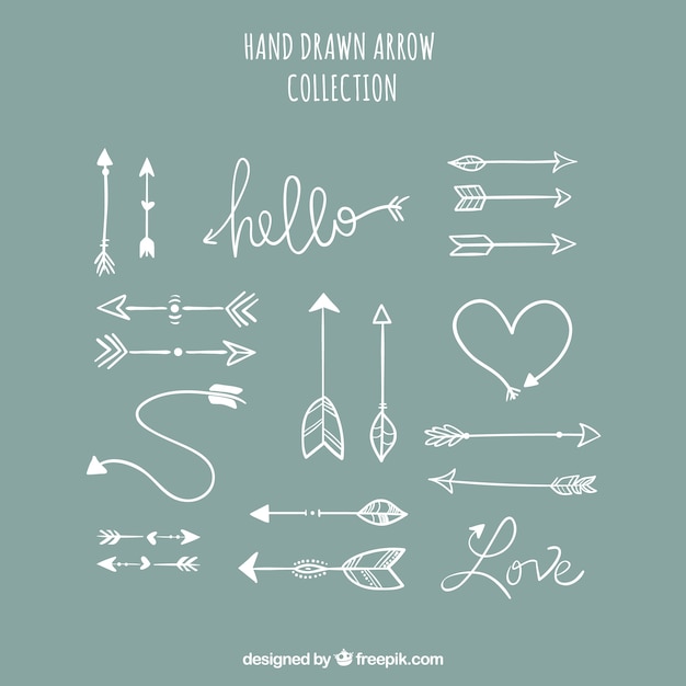 Free vector set of arrows to mark in hand drawn style