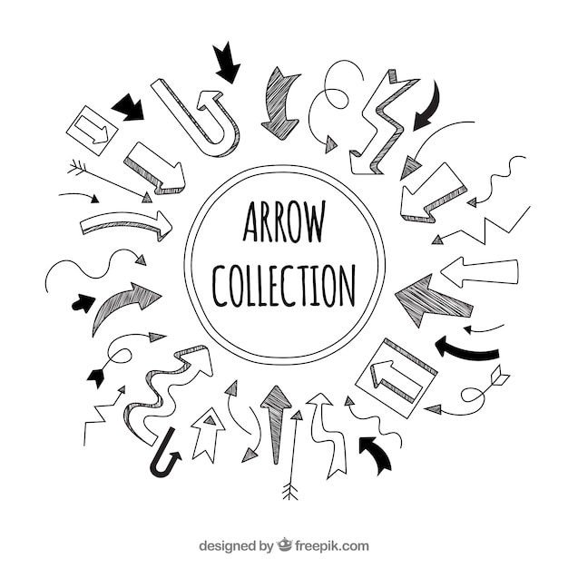 Free vector set of arrows to mark in hand drawn style