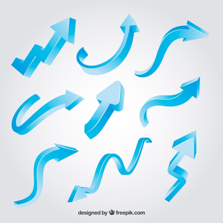 Free Vector set of arrows to mark in realistic style