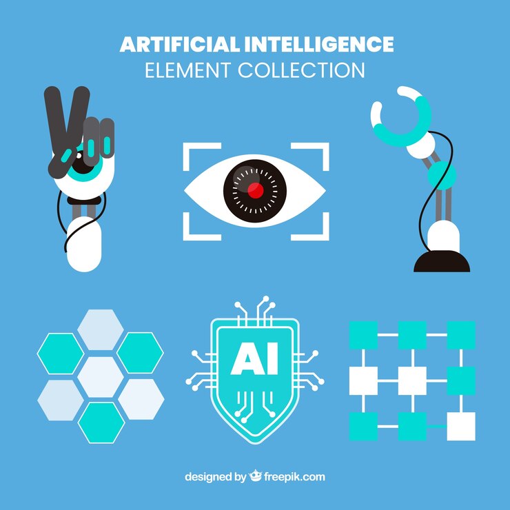 Free Vector set of artificial intelligence elements in flat design