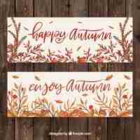 Free vector set of autumn banners in watercolor style