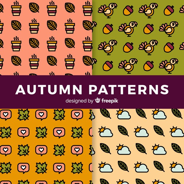 Set of autumn patterns flat design