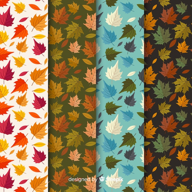 Set of autumn patterns flat style