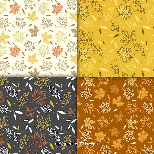 Free vector set of autumn patterns flat style