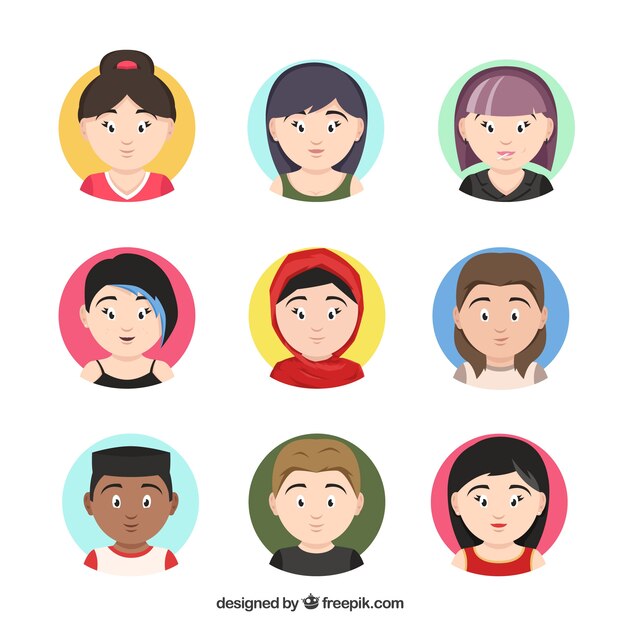 Set of avatars of people with different look