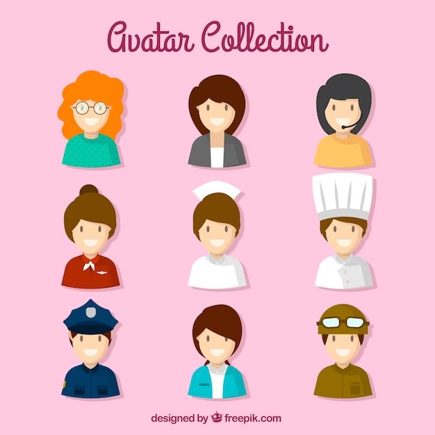 Free vector set of avatars for professional women
