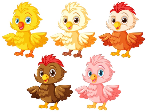 Free vector set of baby chick cartoon character