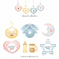 Free vector set of baby elements in flat style