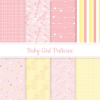 Set of baby girl pink and yellow editable patterns
