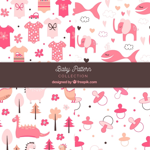Free vector set of baby patterns in hand drawn style