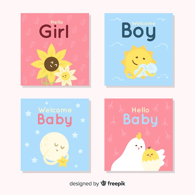 Set of baby shower cards