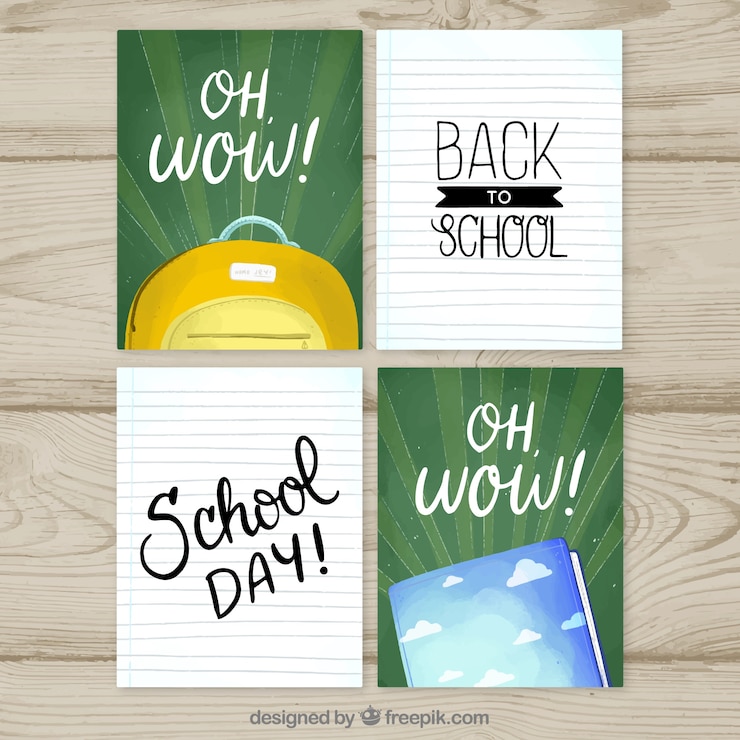 Free Vector set of back to school cards