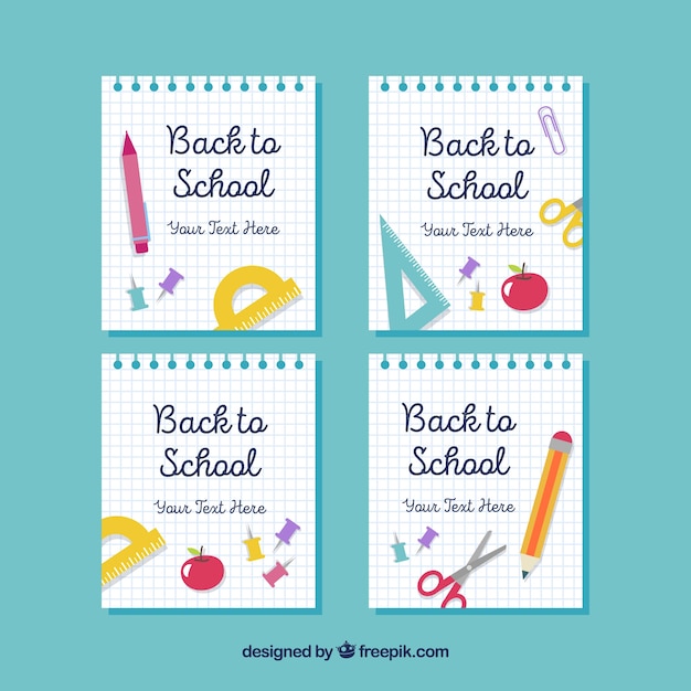 Set of back to school cards