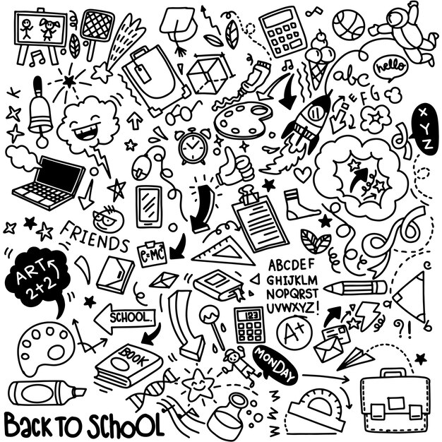 Premium Vector Set Of Back To School Hand Drawn Doodle Sketch Line