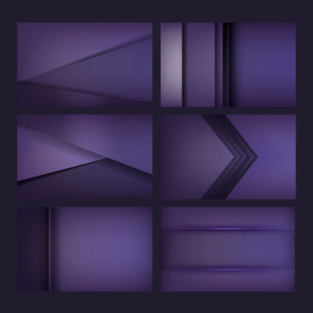 Set of background designs in deep purple