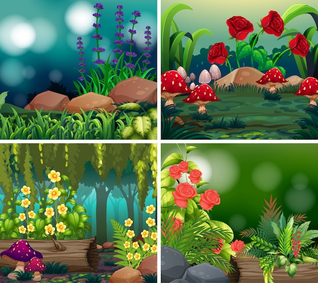 Set of background scene with nature theme