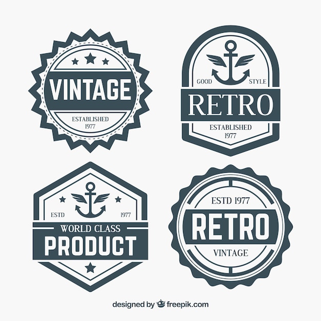 Free vector set of badges in vintage style