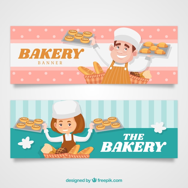 Free vector set of bakery banners