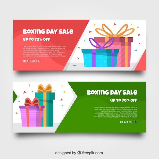 Free vector set of banners for boxing day sale