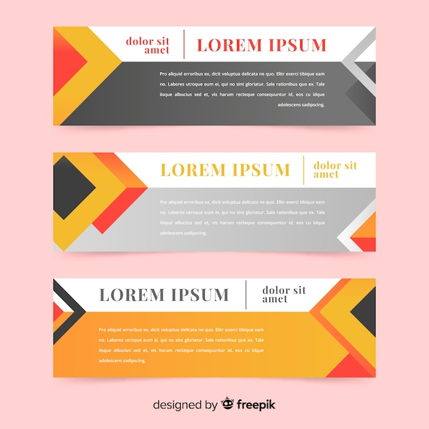 Set of banners with abstract geometric shapes