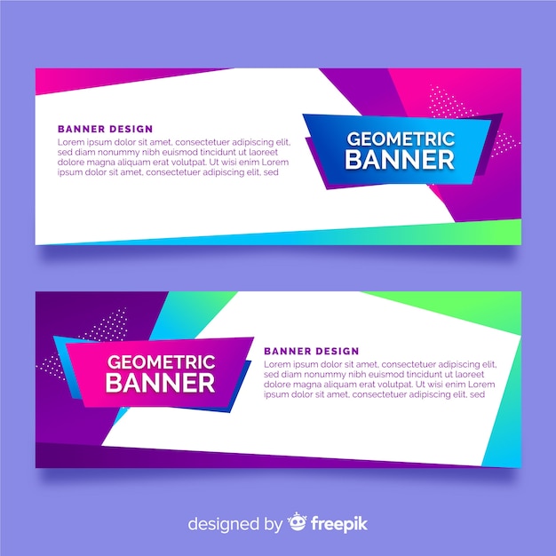 Set of banners with abstract geometric shapes