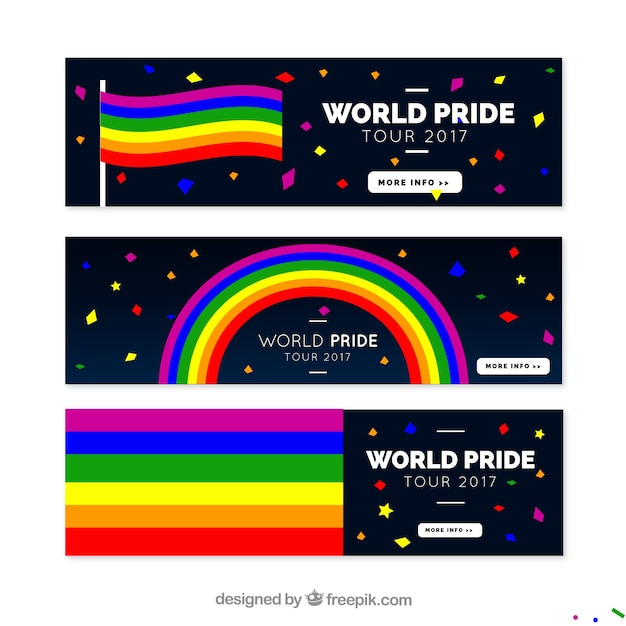 Set of banners with colors of pride day